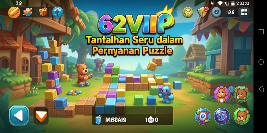 Tampilan gameplay seru dalam 62VIP, menampilkan tantangan Puzzle.