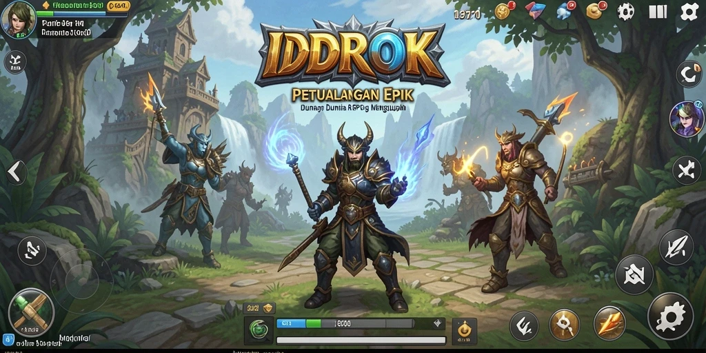 Tampilan gameplay <strong>IDROK</strong> yang menakjubkan dengan grafik RPG yang epik.