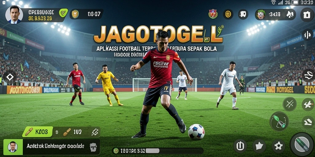 Screenshot gameplay JAGOTOGEL yang menunjukkan aksi sepak bola yang seru.