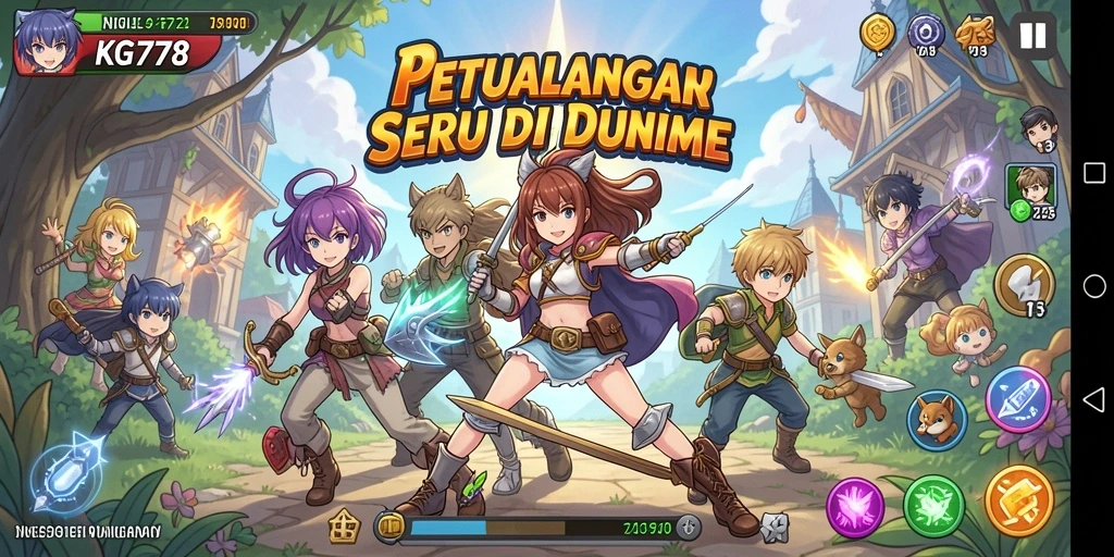 Screenshot KG778 menampilkan karakter anime dalam pertarungan seru.