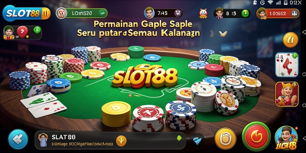 Tampilan gameplay SLOT88 yang menarik dengan aksi Gaple seru.