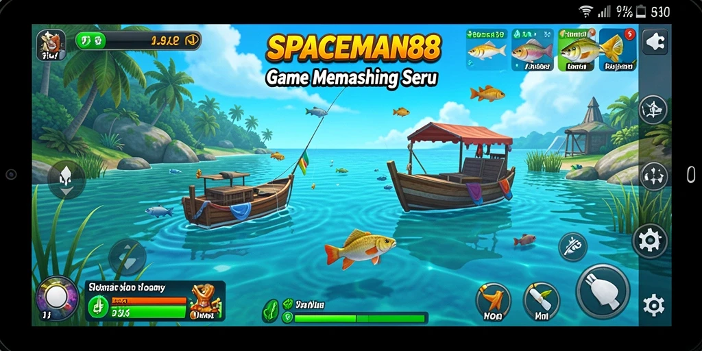 Tampilan gameplay SPACEMAN88 yang menampilkan aksi memancing yang seru.